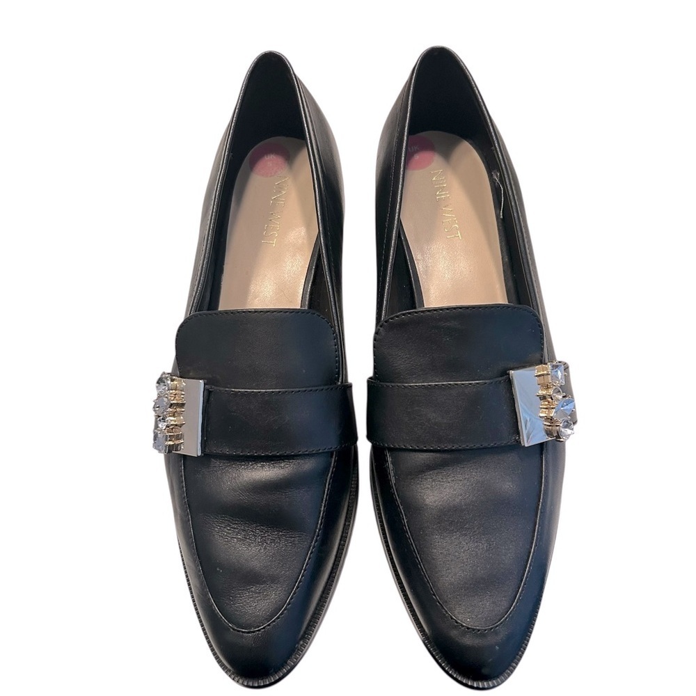 Nine West Rhinestone Embellished Leather Loafers
